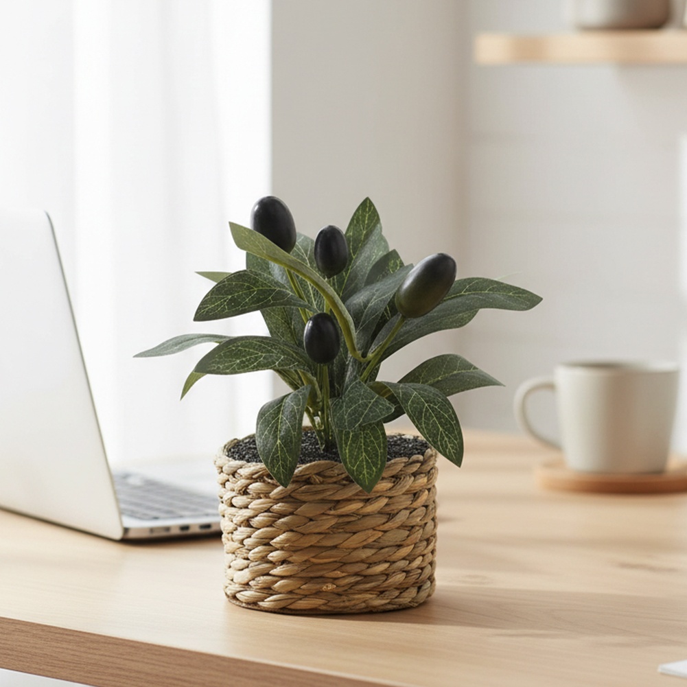 Home Office Layout - نباتات اصطناعية، شجرة زيتون صغيرة، نباتات
