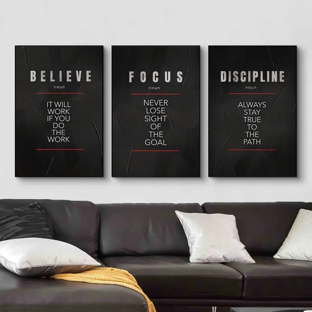 ملصق تعريف الانضباط والتركيز - - مراجعة Home Office Room Inspiration وسعره