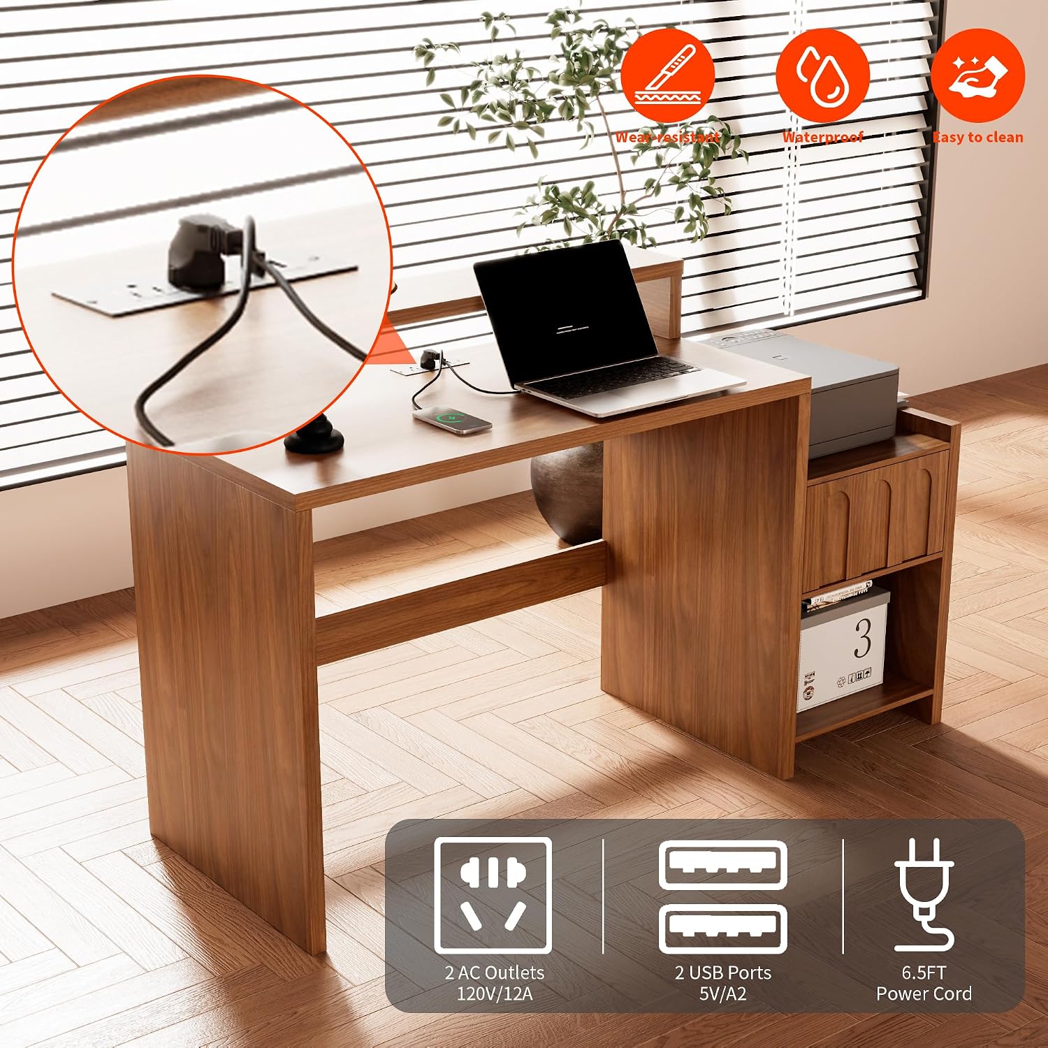 مكتب تنفيذي بطول 60 بوصة مع در - مراجعة Home Office Work Table وسعره